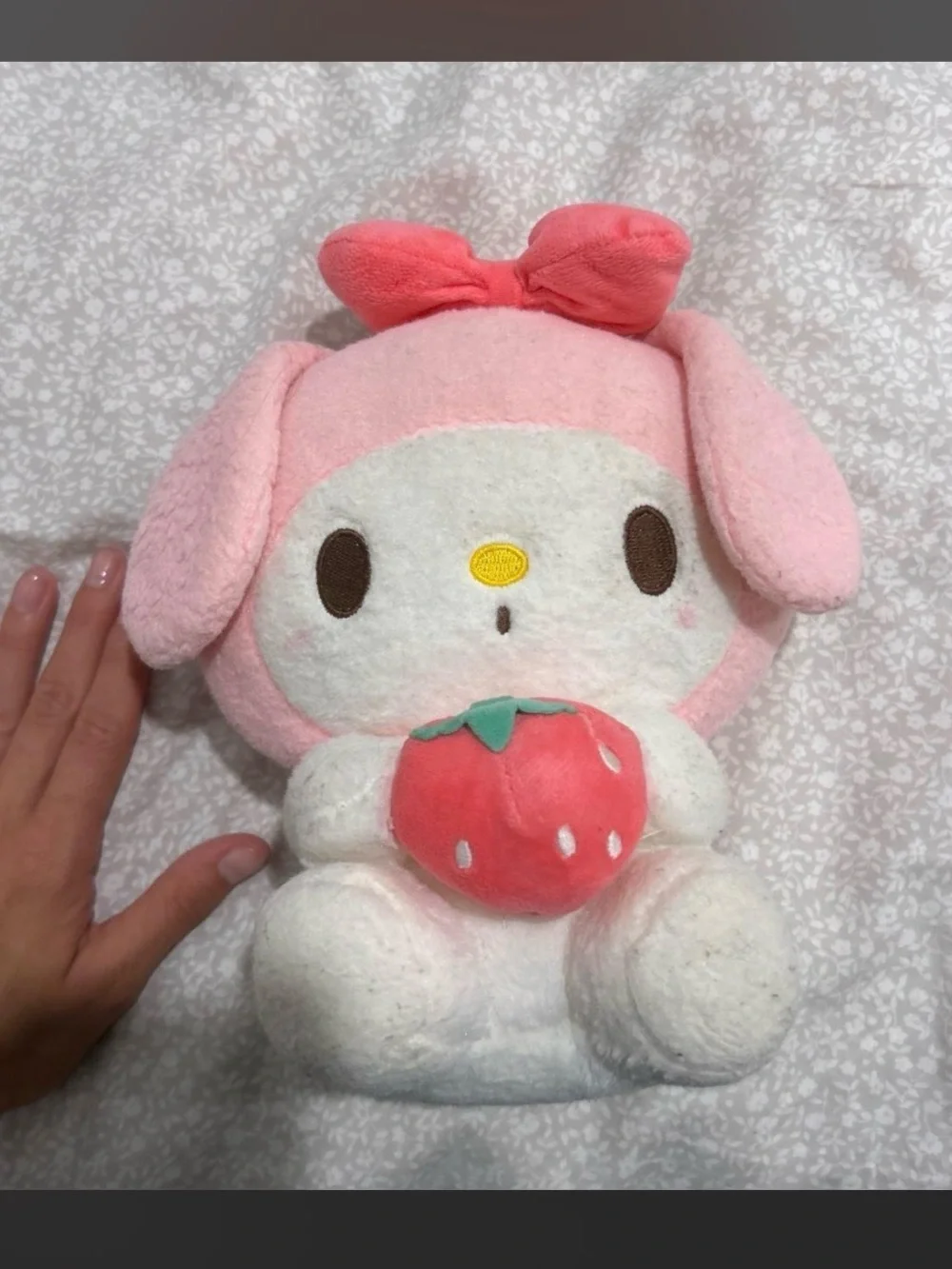 Sanrio My Melody Pink and White Plush with Strawberry